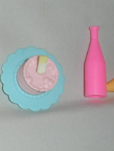 Barbie doll accessory food birthday cake for one with bottle vintage Mat... - £6.24 GBP