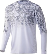 HUK Icon X Camo Long Sleeve Performance Fishing Shirt Mens S White Gray NEW - $29.57