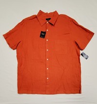 2XL CLUB ROOM Luxury Flame Orange Linen Solid Casual Soft Shirt 54&quot; - £24.51 GBP