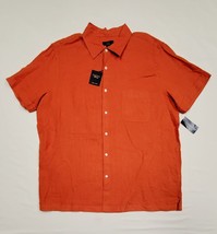 2XL CLUB ROOM Luxury Flame Orange Linen Solid Casual Soft Shirt 54&quot; - $31.68