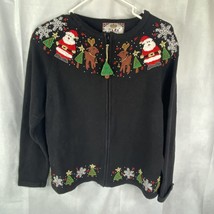 Tiara Petites Vintage Christmas Sweater Women&#39;s Size Petite Large Black - £17.91 GBP