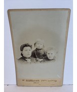 Vintage Cabinet Card Portrait of Woman with 2 Children by Halstead &amp; Co - £11.61 GBP