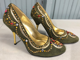 Marichi Mani Women&#39;s Olive Bejeweled Size 6.0 Womens Pumps Heels Shoes - $22.59
