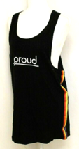 Nwt H &amp; M &quot;Proud&quot; Rainbow Small Black Racer Back Tank Top Relax Fit Side Stripes - £10.07 GBP
