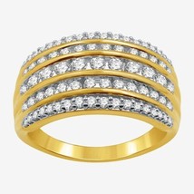 1.20CT Imitación Diamante Racimo Domo Anillo de Boda 14K Oro Amarillo Chapado - £260.14 GBP