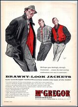 1950s McGregor Men&#39;s Sportswear PRINT AD &quot;Brawny-Look Jackets&quot; BX3 - $140.88 MXN