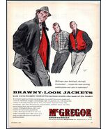 1950s McGregor Men&#39;s Sportswear PRINT AD &quot;Brawny-Look Jackets&quot; BX3 - $139.67 MXN