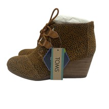 Toms Kala Ankle Wedge Bootie Mini Cheetah Suede Boots Womens 6.5 - $44.54