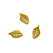100 Bright Gold Metal 10x6mm Bead Drop Double Sided Leaf Charms Drops Dangles - £7.50 GBP