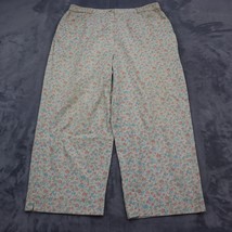 Koret Francisca Pants Womens 32 Ivory Floral Elastic Waist High Rise Bottoms - £17.89 GBP