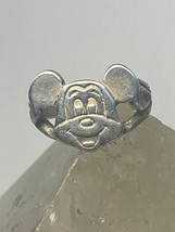 Mickey Mouse ring Mouse pinky baby band sterling silver women girls - £77.37 GBP