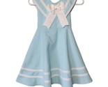 Vintage Rare Editions Infant Girl Sailor Dress Sz 12 mo Aqua Blue Lined Nautical