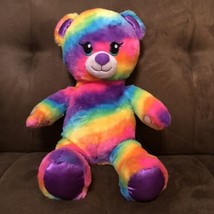 Build A Bear Tie Dye Rainbow Bear Plush Multi Color Bright Neon Colorful - £14.91 GBP