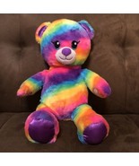 Build A Bear Tie Dye Rainbow Bear Plush Multi Color Bright Neon Colorful - $18.70