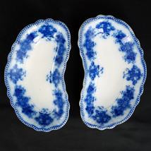 Pair Flow Blue Bone Dish W.H. Grindley &amp; Co. CLARENCE Pattern c 1890 - £34.24 GBP