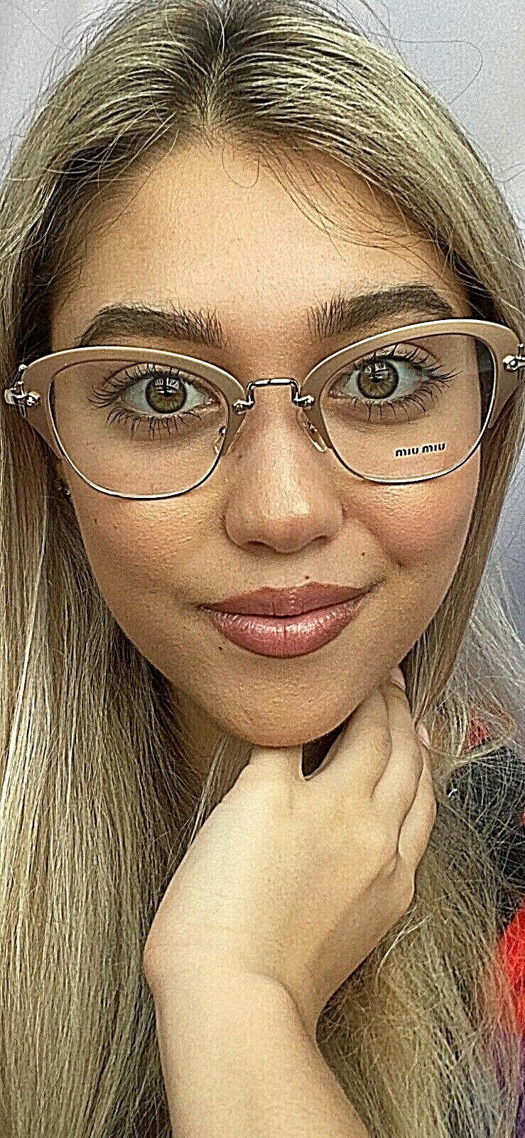 New Miu Miu VMU 53O  50mm Gold Cat Eye Oversized Women's Eyeglasses Frame Item image 3