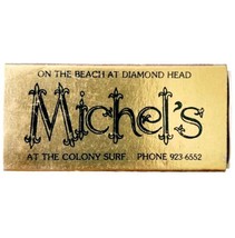 Michel&#39;s Surf Restaurant Honolulu Hawaii Vintage Matches Dismond Head E76m1 - £15.65 GBP