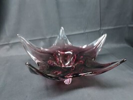 Vintage Czechoslovakian AMETHYST Art Glass Bowl Josef Michal Hospodka Chribska - £36.60 GBP