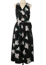 NEW Banana Republic Women’s Wrap Midi Dress Size 12 Black Floral NWT - £70.16 GBP