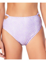 California Waves High-Waist Bikini Bottoms Cut Outs Zebra Stripe Purple White S - £7.78 GBP