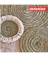 Woven Wall Plates SET OF 3 items - Handcrafted natural Boho Wall Decor, ... - £39.48 GBP