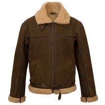 Men’s Brown Bomber Shearling Fur Collar Leather Jacket ALL SIZES - $191.65 CAD