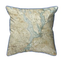 Betsy Drake Lake Winnisquam, NH Nautical Map Large Corded Indoor Outdoor Pillow - £42.80 GBP