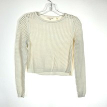 Womens Size Medium Rebecca Taylor White Long Sleeve Open Lattice Sweater - £23.04 GBP