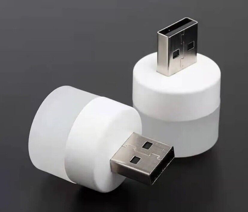 2PC USB Portable LED Mini COOL WHITE Night Light Round Lamp Computer - U... - $2.72