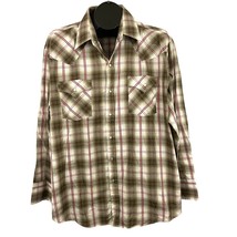 Brown Red Plaid Pearl Snap Western Long Sleeve Rancher XL Plains  - £14.87 GBP