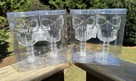 Set 4 Halloween Skeleton Skull Plastic Spooky Scary Goblets Glasses Cups New 8” - £15.66 GBP