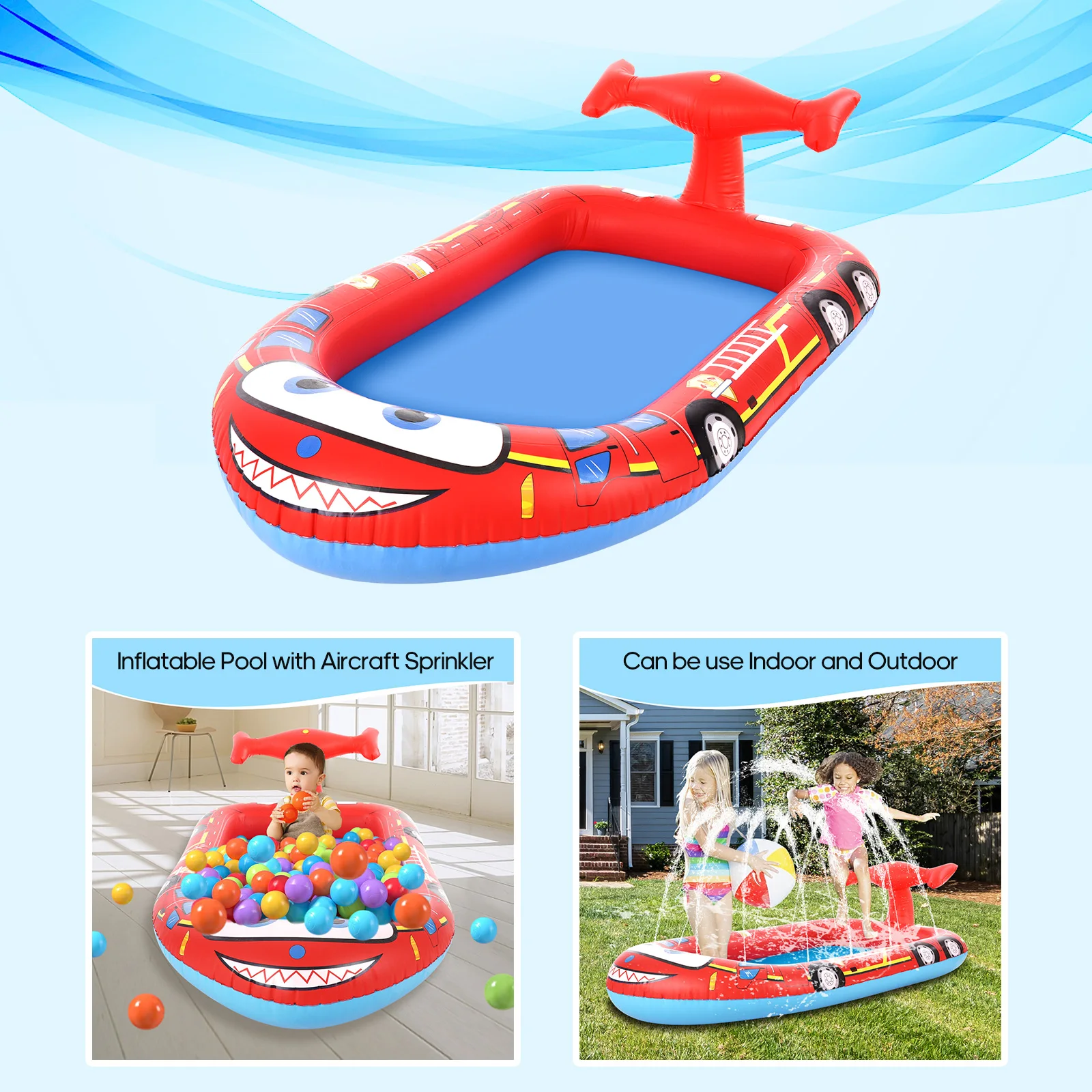 NEW Large Inflatable Sprinkler Pool for Kids Splash Water Playing Pad Swimming - £51.18 GBP+