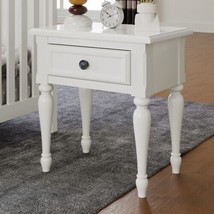 Solid Wood One-Drawer Nightstand - White - £70.57 GBP
