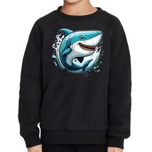 Funny Shark Toddler Raglan Sweatshirt - Cute Sponge Fleece Sweatshirt - Themed K - £46.80 GBP