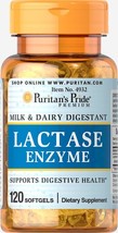 Puritan&#39;s Pride Lactase Enzyme 125 Mg, Softgel, 120 Count - $22.99