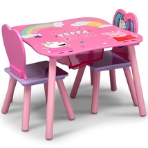 Peppa Pig Activity Table Set 2 Armless Chairs Wooden Storage Pink Kids T... - $92.77