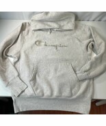 Vtg 90s Champion Reverse Weave Hoodie Sweatshirt Beige Pullover Spellout... - $71.79 CAD