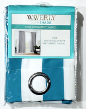 Waverly Sun N Shade One Solstice Stripe Grommet Panel 52x84in Aqua - £24.36 GBP
