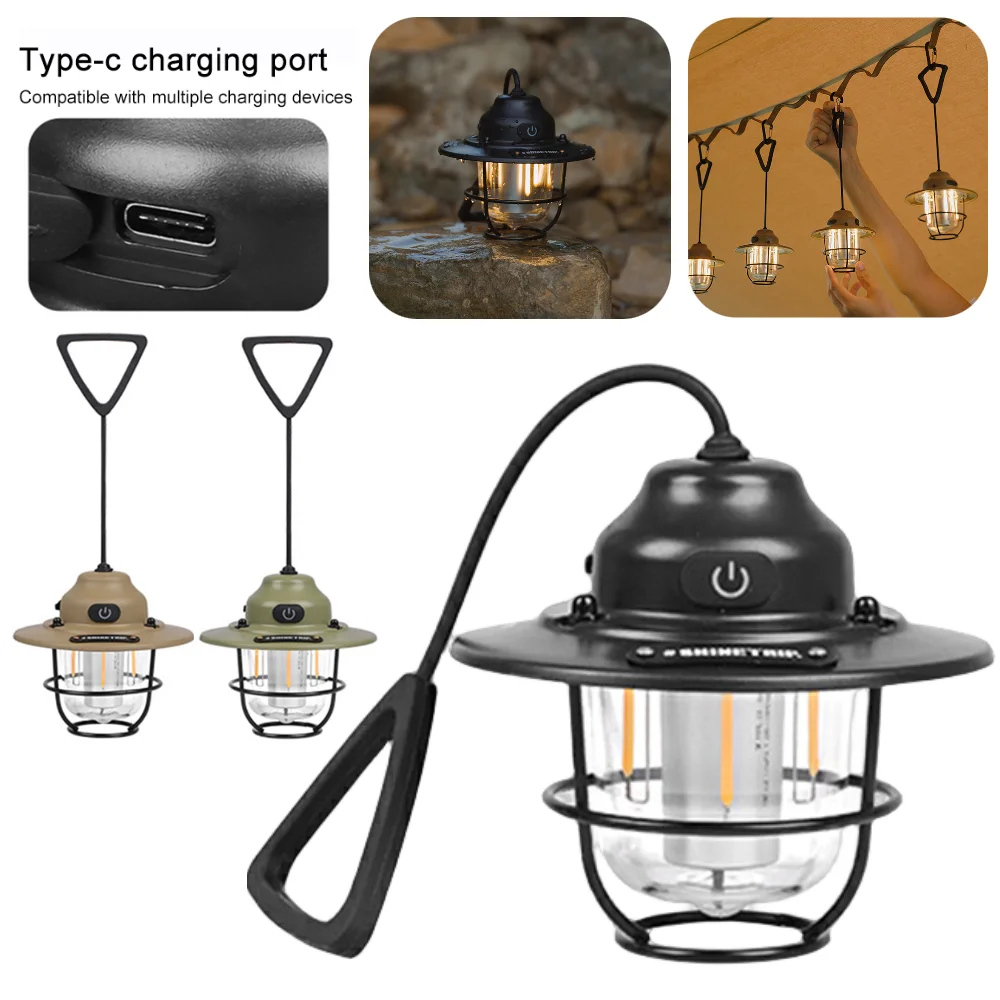 Camping Light Retro Atmosphere Chandelier Mini Rechargeable Camping Lantern - £21.76 GBP+