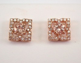 3Ct Round Cut Simulated Morganite Clover Design Earrings 14K Rose Gold Plated - £119.27 GBP