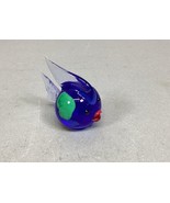 Hand Blown Art Glass Blue Fish Figurine Paperweight - $14.85