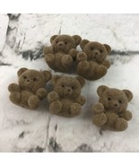 Miniature Teddy Bear Figures Brown Flocked Lot Of 5 Crafting Collectible... - $6.92