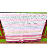 Handmade Pastel Pink White Rose Beige Color 52 x 52 Square Afghan Lap Throw - £14.11 GBP