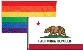 3x5 Gay Pride Rainbow State California 2 Pack Flag Wholesale Combo 3x5 BEST Gard - £7.89 GBP
