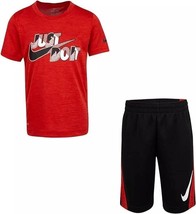 Nike Toddler Boys Dri-FIT Graphic Tee &amp; Shorts 2 Piece Set Black Red  3T - £22.22 GBP