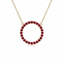 ANGARA Ruby Open Circle Eternity Pendant Necklace in 14K Solid Gold | 18&quot; Chain - £534.07 GBP