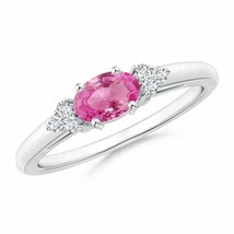 ANGARA Pink Sapphire Solitaire Ring with Diamonds for Women in 14K Gold - £516.06 GBP