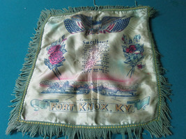 Silk Souvenir 2 Army Pillow Sham – 1940 Military Souvenir 12 X 12&quot; Original Rare - £96.75 GBP