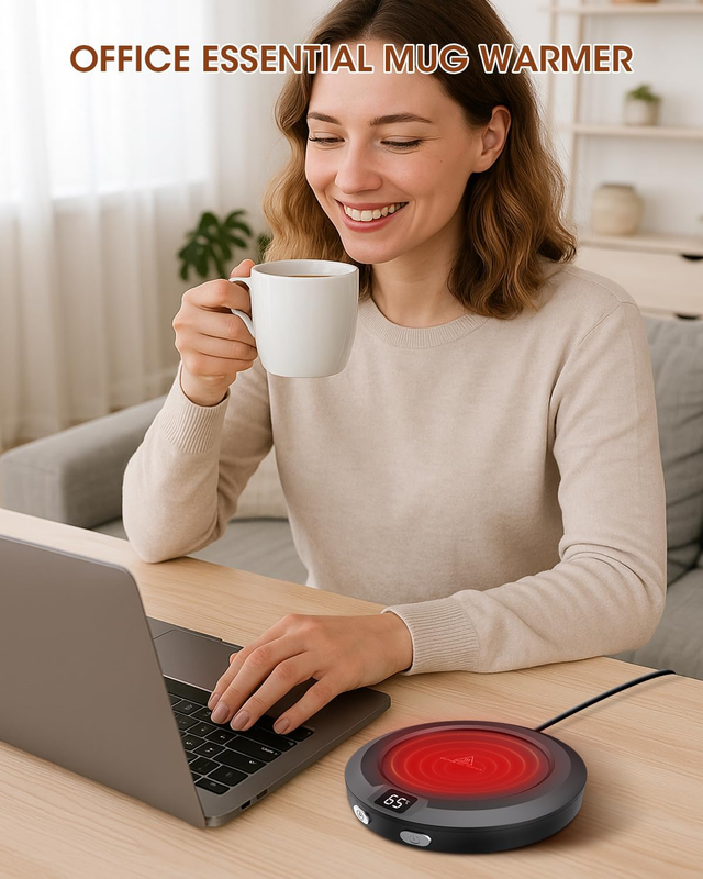 Mug Warmer, 30W Coffee Cup Warmer with 3 Temp Setting & Ambient Light, 2-12 Time Item image 5