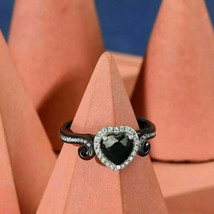 2CT Heart Simulated Black Diamond Engagement Ring 14K Black Gold Plated Silver - $130.67